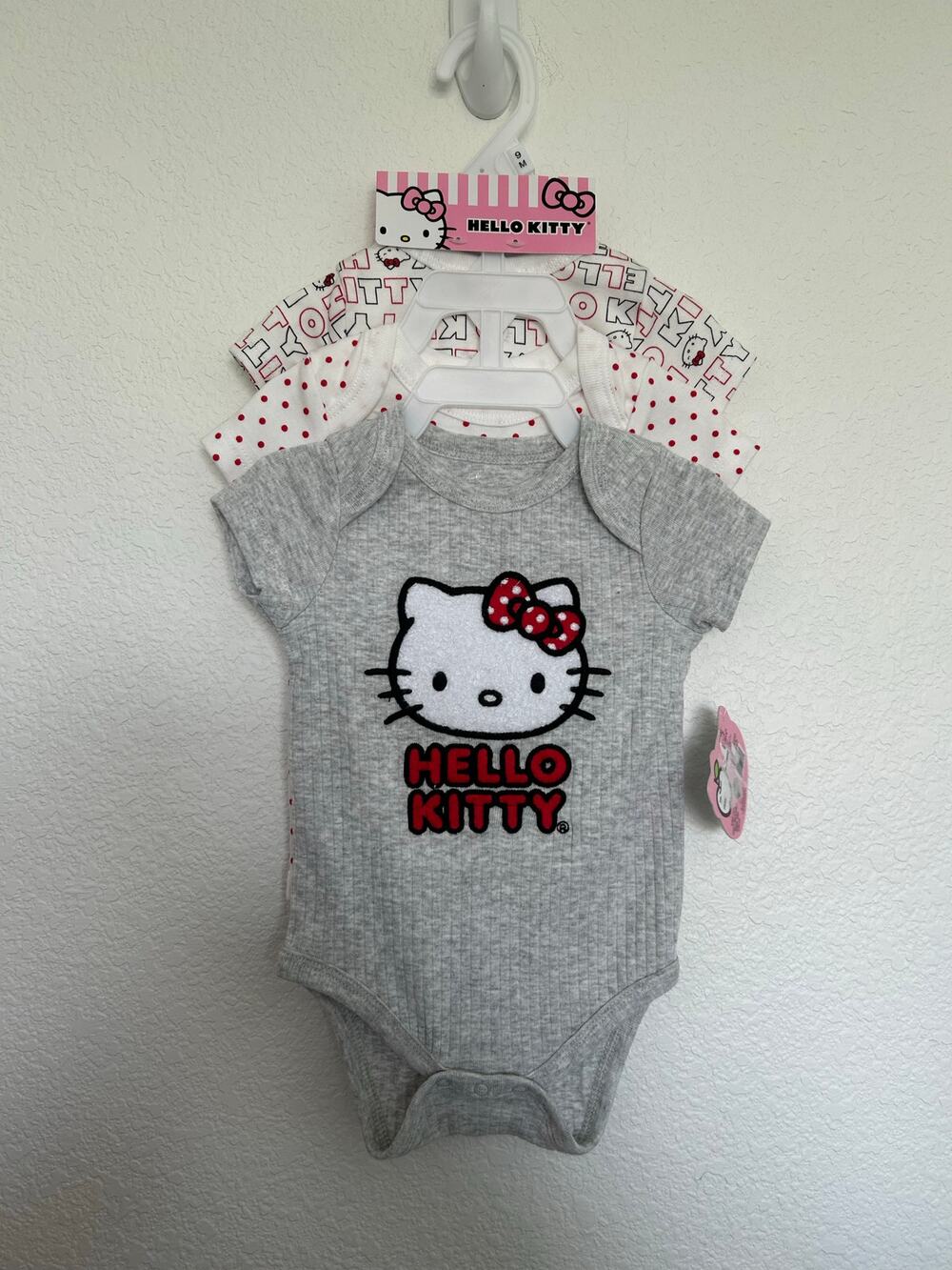 Hello Kitty Set of Three Onesies - 9M